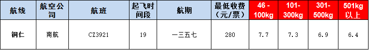 10月23號廣州到銅仁空運價格